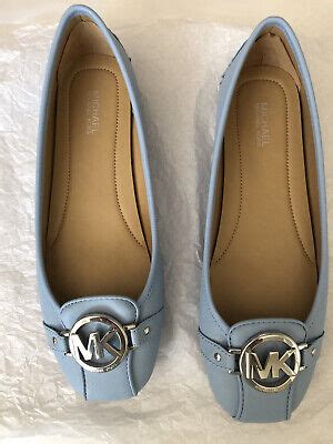 Michael Michael Kors Tracee Leather Moccasin Shoes Pale Blue 